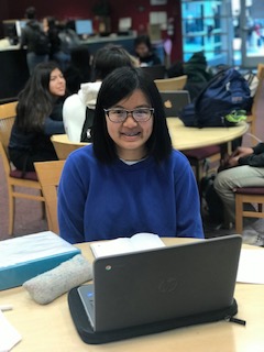 Michelle Phan, the winner of the Segerstrom High School’s 4th Annual Poetry Contest, smiles proudly at the camera after finding out she won the contest. 
