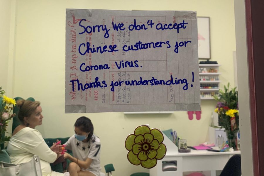 A nail shop in Vietnam who is refusing to serve Chinese customers due to the virus. Photo courtesy of: The New York Times