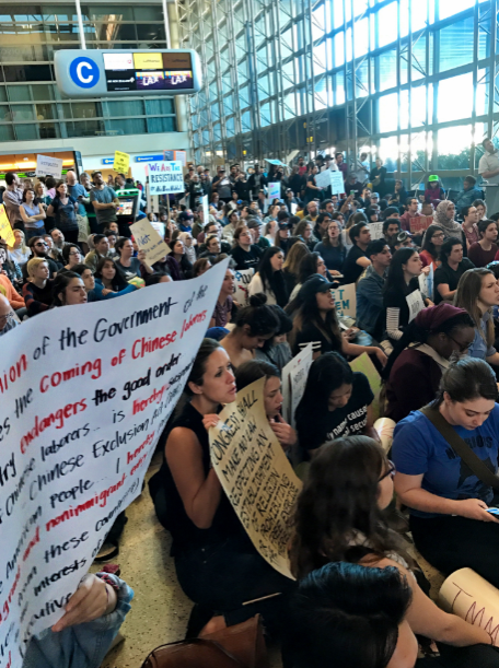 Picture taken during a travel ban protest in Los Angeles airport.Photo courtesy of: Wiki Commons