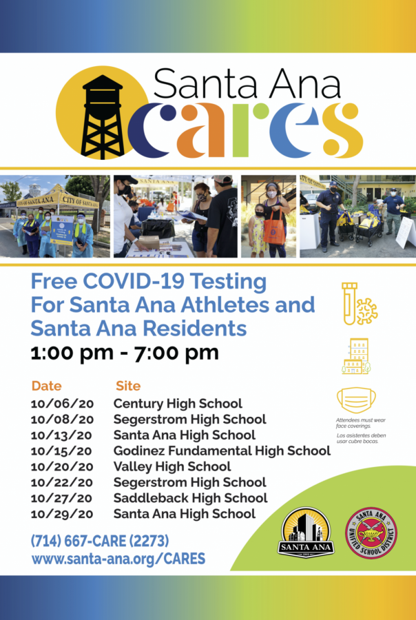 Santa Ana’s digital flyer contains dates and contacts for more information about the Santa Ana CARES program. Photo Courtesy of: City of Santa Ana and SAUSD

