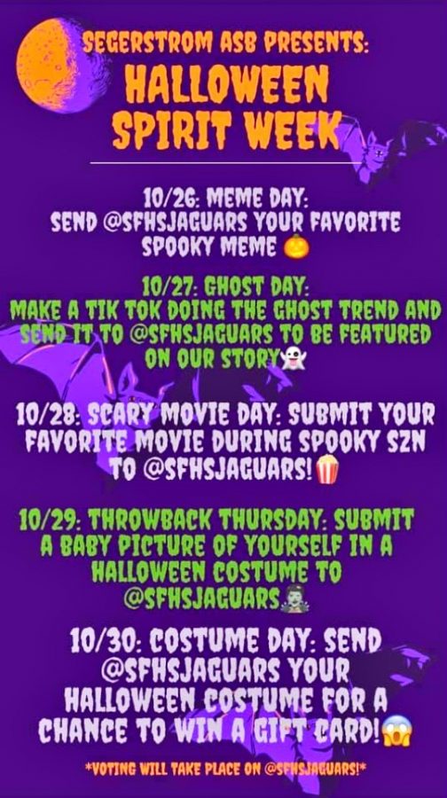 The original copy of the Halloween Spirit Week flyer; everyone is welcomed and encouraged to participate.