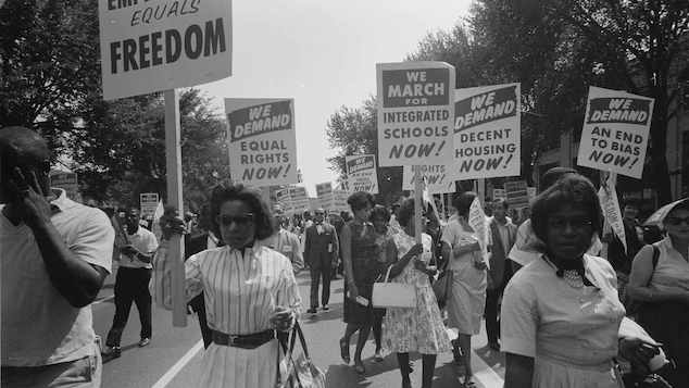 Black Americans protest against racial segregation during the civil rights movement in the 1960s. Photo courtesy of: kids.nationalgeographic.com

