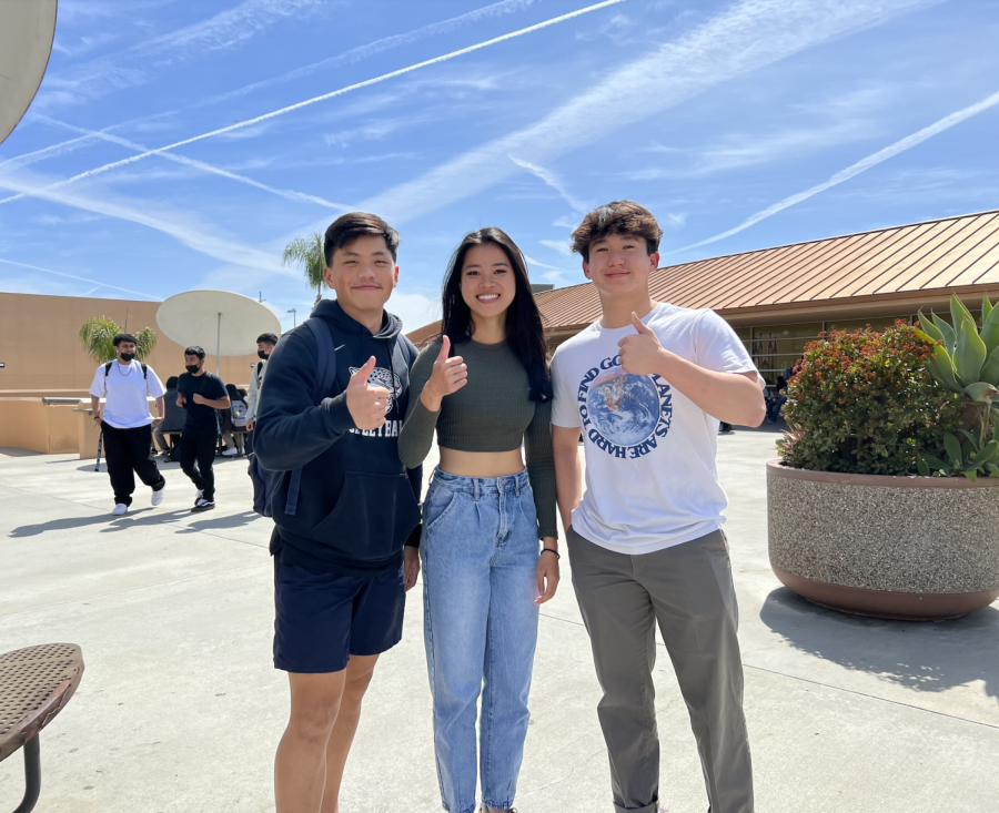 From left to right, Matthew Dinh, Han Hoang, and Brandon Nguyen are all excited to graduate and go to college. 