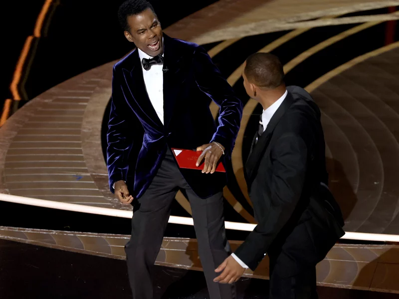 After Chris Rock made a joke towards Jada Smith, Will Smith went up to the stage to slap him. (Image courtesy of npr.org)