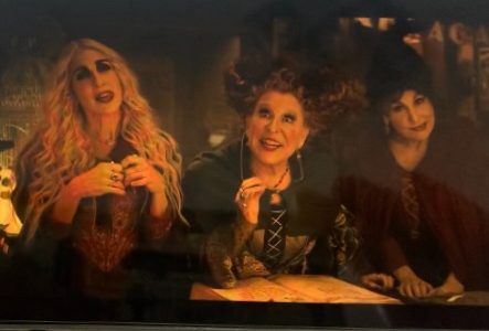 Hocus Pocus 2 featuring Sarah Jessica Parker, Bette Midler, and Kathy Najimy (left to right) return to fulfill their roles as the Sanderson Sisters.