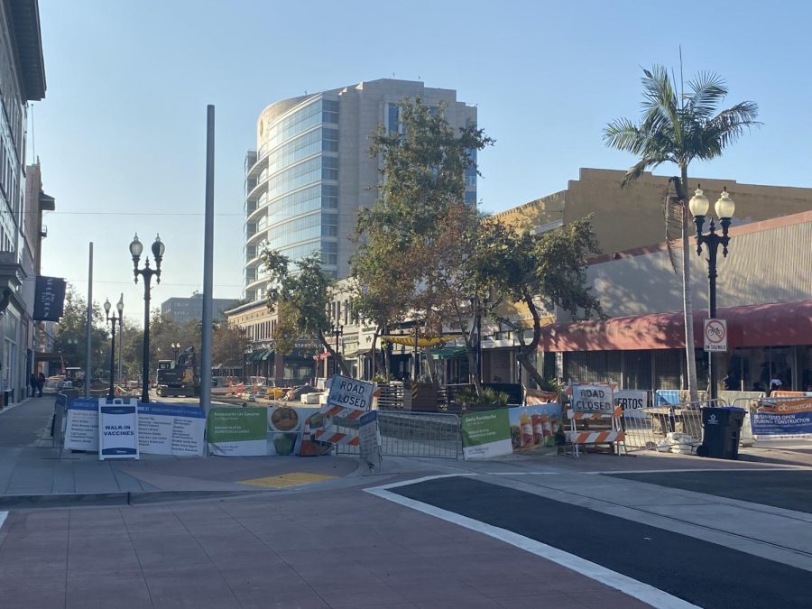 Construction in downtown Santa Ana continues on Fourth Street as of Tuesday, October 11th.
