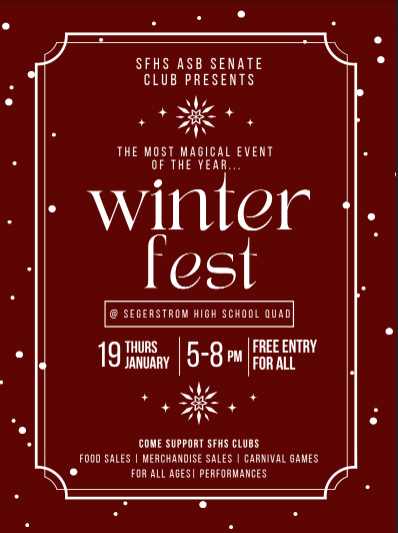 On Thursday, Janurary 19th, Segerstron ASB will be hosting the annual Winter Fest to celebrate the new season.
