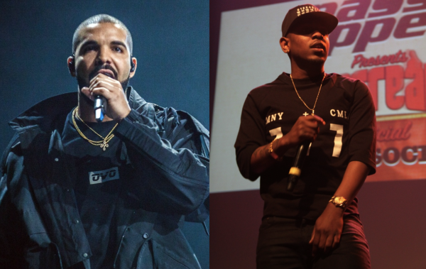 Drake (left) and Kendrick Lamar are in a heated rap battle. In their creative lyrics they have exposed each others pasts and families. (Image courtesy of Eli  Watson from Austin, United States and The Come Up Show,  via Wikimedia Commons