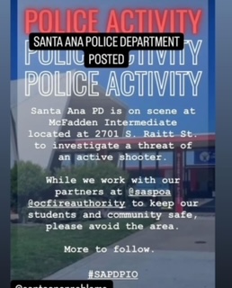 The Santa Ana Police Department posted on Instagram about the information of the alleged shooting. The whole community was reposting this story to spread awareness towards school shootings in general. 