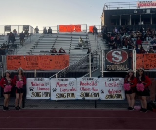 The seniors line up for a photo as a memory of their senior night and last home football game.  