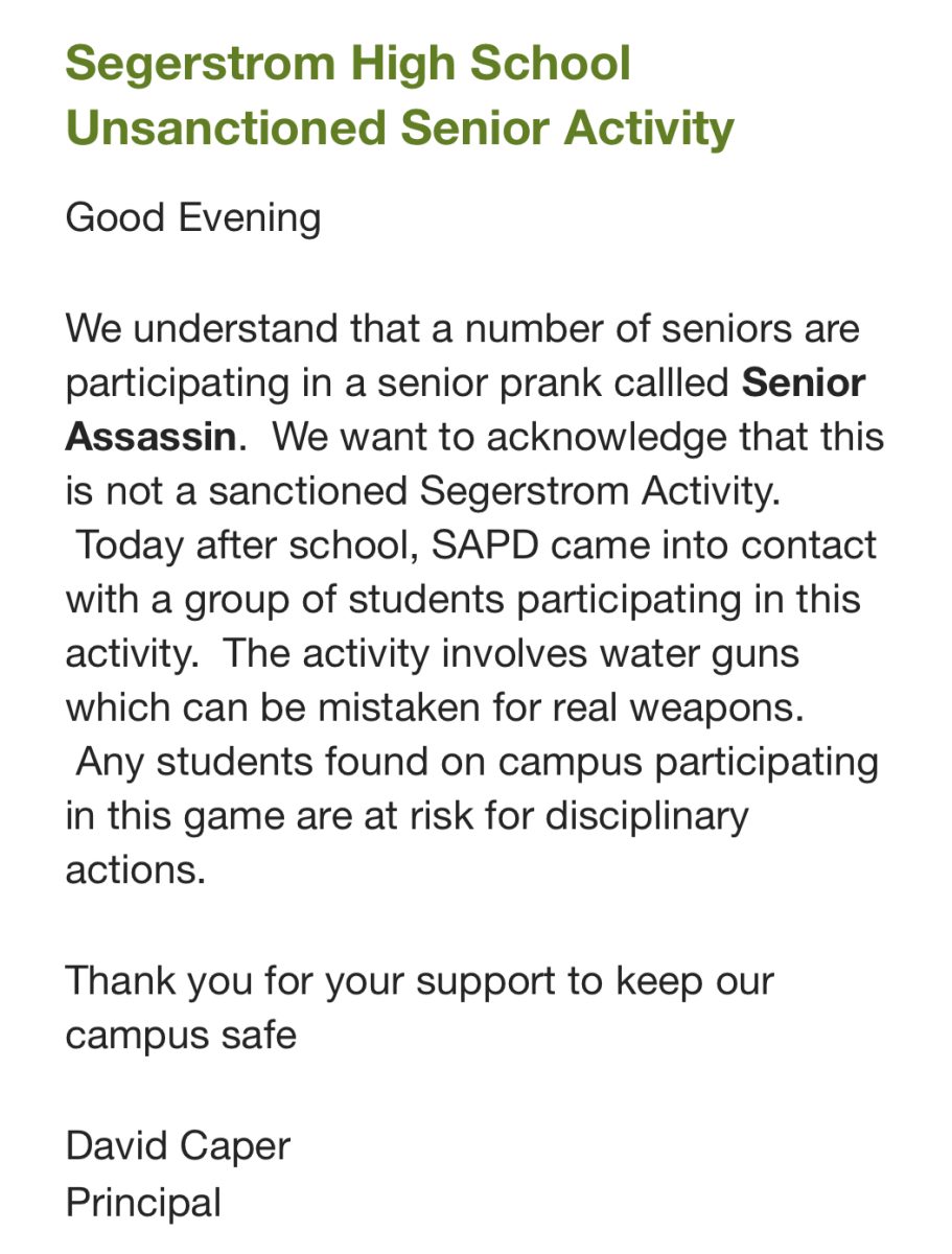 Mr. Casper sent out a school-wide message to parents and students via Parent and Student Square on the evening of March 12th. He ensured them that safety is their number one priority and warned seniors who are participating to play off-campus only.