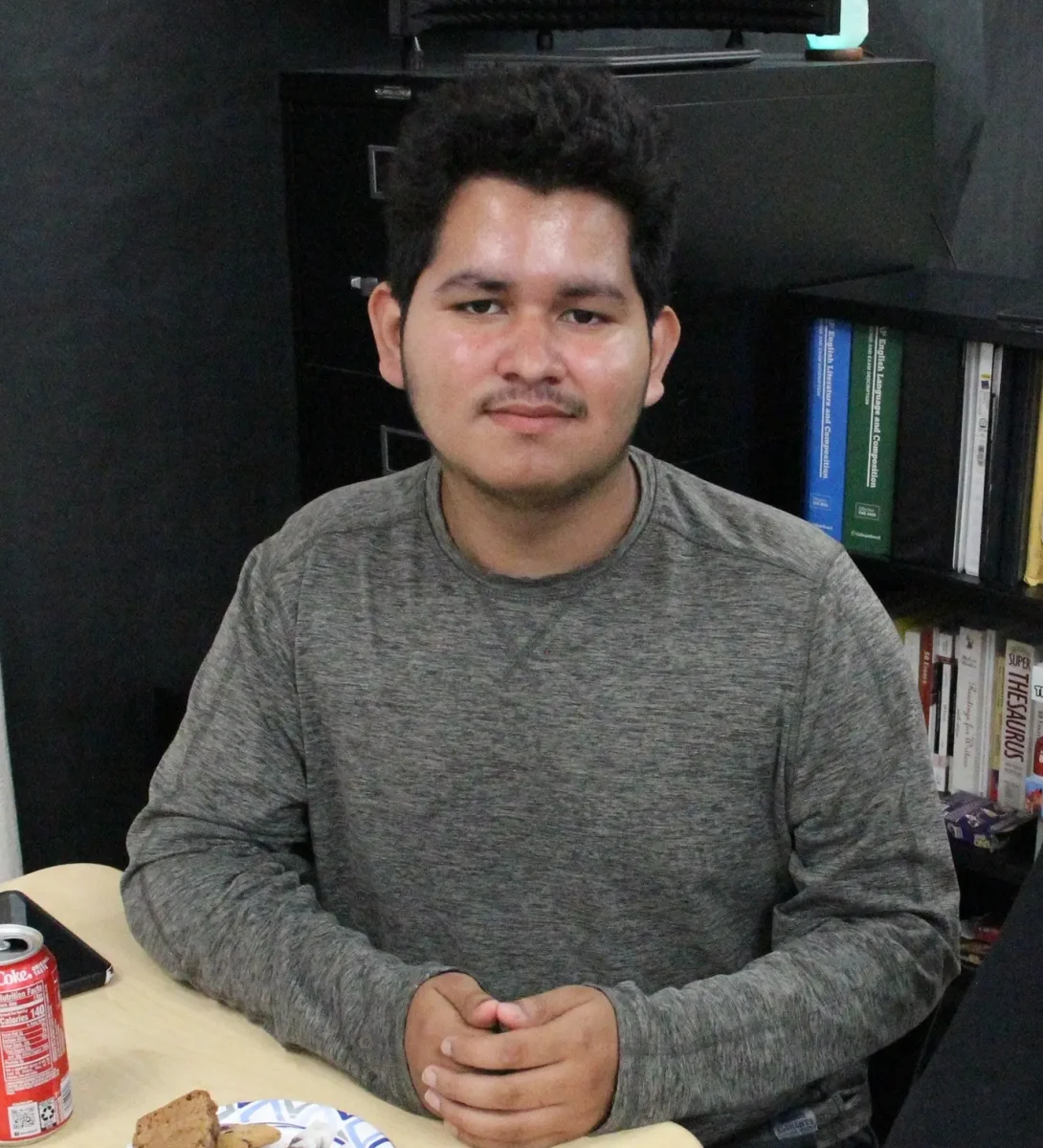 Pictured in the Segerstrom News classroom, Danial Ramirez poses on his last day of school. He has contributed a lot to the program throughout his years.