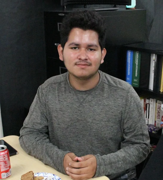 Pictured in the Segerstrom News classroom, Danial Ramirez poses on his last day of school. He has contributed a lot to the program throughout his years.