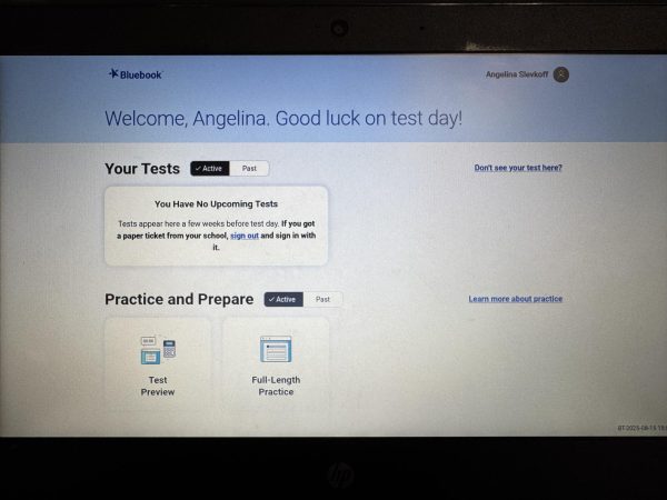 This image depicts the Bluebook app. Students use this to take either the PSAT or SAT.